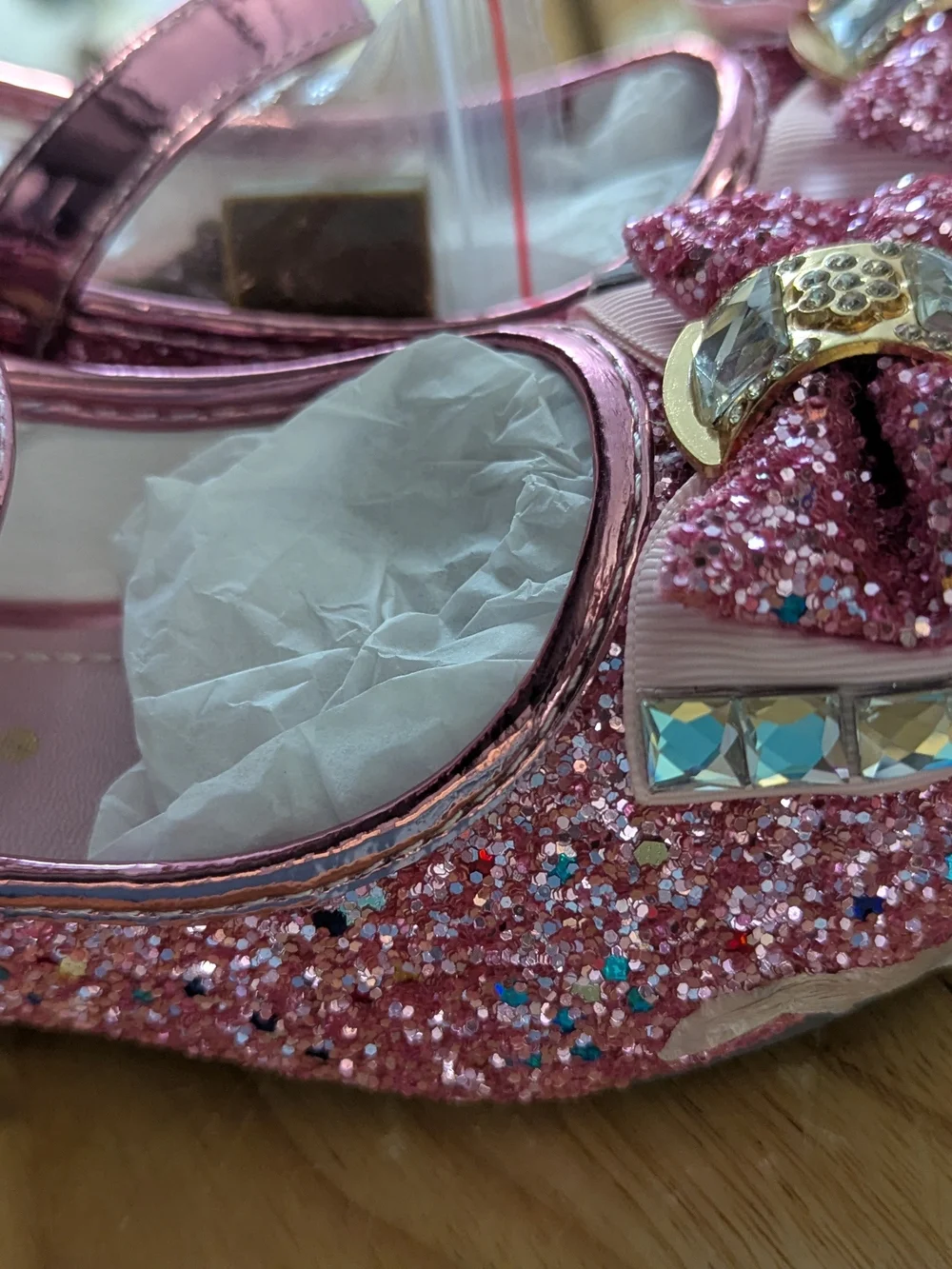 Ami Pink Glitter Bow Mary Jane Dress Shoes